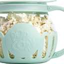 Ecolution Patented Micro-Pop Microwave Popcorn Popper with Temperature Safe Glass, 3-in-1 Lid Measures Kernels and Melts Butter, Made Without BPA, Dishwasher Safe, 1.5-Quart, Aqua
