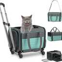 Cat Carrier with Wheels Airline Approved: Betopet Expandable Rolling Dog Carrier for Small Dog Under 20lbs - Cat Soft Carrier Pet Travel Bag TSA Approved Under Seat for Airplane Transport Flight
