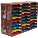 Really Good Stuff Classroom Mail Center with Paper Holders - 1 Mail Center, 2 Wire Racks (Mahongany)