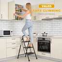 Valeo 3 Step Ladder, Step Stool with Wide Anti-Slip Pedal, 330 lbs Capacity,Step Ladder Folding Step Stool for Adults, Lightweight Steel Portable ladders for Home Kitchen & Office,Black