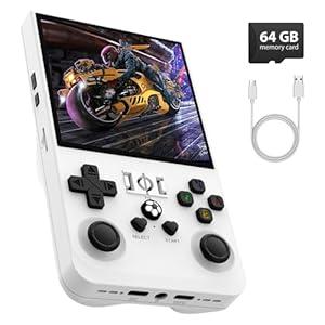 R36MAX Retro Gaming Console, 4.0 Inch Handheld Game Console with 64GB Classic Video Games Inchluded,Support 30+ Simulators,Hand Held Game Console for Christmas (White)