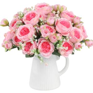 ASTRYAS 1Pc Artificial Peony Flower Silk Peonies Fake Flowers for Decoration Faux Floral Arrangements for Home Wedding Party Decor (Hot Pink)