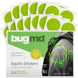 BugMD Squito Stickers Mosquito Repellent Patch Stickers for Adults (78 Patches), Safe & Effective Insect Repellent Patches for Toddlers, Kids, Camping, Beach & Outdoor Essentials