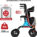 Aojin Rollator Walker for Seniors with Seat, Lightweight & Foldable, 8" All-Terrain Wheels, 18" Big Seat, 6-Level Adjustable Height Rolling Walker, 350 lb Capacity, Burgundy