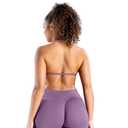 TRYTO Impact Strappy Bra Backless Halter Sports Yoga Top Women Workout Fitness Gym Outdoor Front Motion Scrunch Tops Grape, X-Large