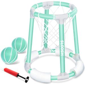 Sloosh Pool Basketball Hoop Toys, Floating Basketball Pool Game, Swimming Floats Toys with Balls Pump, Summer Outdoor Water Play Toy for Kids and Adults (Green)