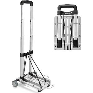 KEDSUM Mini Luggage Cart with Wheels Foldable, Lightweight Trolley Cart with Wheels, Expandable Baseplate Foding Hand Truck, 120 LBS Portable Dolly for Airport, Travel and Moving, 100% Aluminum