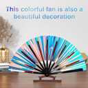 Fans for Line Dancing - Boots on The Ground Hand Fan - Large Clack Hand Rave Fan - Holographic Folding Popping Line Dance Fan - Foldable Handheld Clacking Fans - Dance Enthusiasts Gift (Light Blue)