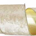 LaRibbons Champagne Velvet Wired Ribbon, Luxury Christmas Ribbon for Gift Wrapping, Tree, Wreath Bows, Outdoor and Holiday Decor  4 Inch x 10 Yards