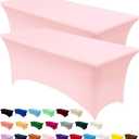 Utopia Kitchen Spandex Tablecloth 2 Pack [6FT, Pink] Tight, Fitted, Washable and Wrinkle Resistant Stretch Table Cloth Rectangle Cover for Trade Show, Weddings & Parties [72Lx30Wx30H Inch]