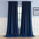 DUALIFE Blackout Curtains Thermal Insulated Blackout Drapes Window Treatment Panels Room Darkening Bedroom Draperies for Living Room Back Tab/Rod Pocket, Navy Blue, W52 x L102, 2 Panels
