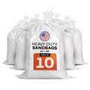 White Sand Bags 16"x24", 10-Pack - USA-Made Havy-Duty Sand Bags for Flood Protection, Construction & Erosion Control with 50 lbs Capacity - Empty & Reusable Woven Polypropylene Sacks by IDL Packaging, Pack of 10