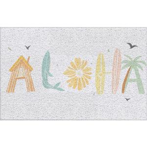 Summer Beach Door Mat, Aloha Tropical Coastal Doormat Outdoor Indoor Entrance Porch, Beach Outdoor Mat, Summer Ocean Beachy Welcome Mats for Front Door, 17x30 Inch