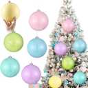 6 Pcs Large Pastel Christmas Tree Balls Ornaments 6 Inch Oversize Xmas Tree Shatterproof Decorations Pink Blue Purple Rainbow Xmas Hanging Ornaments for Christmas Wedding Party Decor