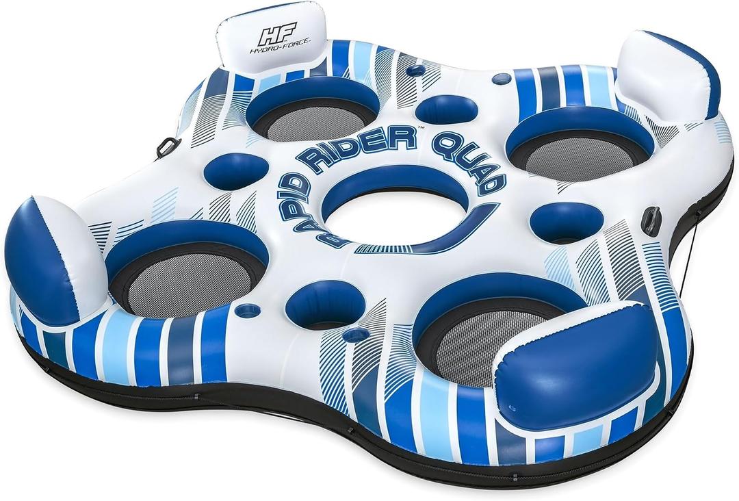 Hydro-Force 4-Person Inflatable Rapid River Floating Tube with Cup Holders & Handles, Large
