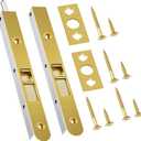 2 Pack 7 Inch Flush Bolt for Double Door, Heavy Duty Chrome Plating Flush Latch Bolts, French Lock for Opening and Composite Wood Double Dummy Door (Copper Plating Color)
