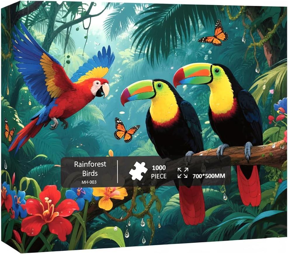 1000 Pieces Jigsaw Puzzles for Adults, Magic Series - Premium Fantasy Art & Seamless Interlock, Challenging Brain Teaser, Large 28" x 20", Great Gift Idea & Home DecorRainforest Birds