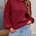 Saodimallsu Womens Batwing Long Sleeve Sweaters Casual Crewneck Loose Chunky Knit Fall Pullover Tops (L)