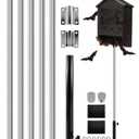 15 FT Telescoping Stainless Steel Purple Martin Bat House Pole Kit, Heavy Duty Adjustable 5-Section Pole Mount with Ground Socket, Bird Feeder Accessories for Outdoors (Silver)