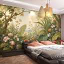 European Style Flowers, Plants murals Woodland Tree Peel and Stick self Adhesive Wallpaper for Bedroom Living Room (SDY-17, 157 "×110 ")