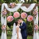 Suncalla 4 Pcs Artificial Floral Bouquet with Ribbons Hydrangea Flowers Balls 9.45in Pink Purple Hanging Kissing Flower Balls for Wedding DIY Bouquets Receptions Centerpieces Birthdays Party Backdrop