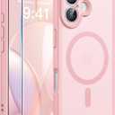 FNTCASE for iPhone 16 Case: [Compatible with Magsafe] Translucent Matte Cases with [Full Camera Protection] [Screen Protector] Military Grade Shockproof Protective Phone Cover - Light Pink