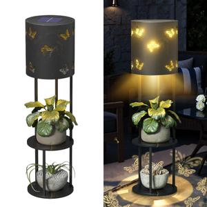 SISAYWEY Solar Garden Plant Lights: Outdoor Waterproof Decorative Lamp with Flower Stand, Solar-Powered Yard Patio Outside Floor Decoration Lantern with Butterfly Pattern for Festival Decor
