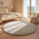 Ophanie Round Rug 4Ft Ivory Circle Area Rugs, Fluffy Fuzzy Small Bedroom Carpet 4 foot, Plush Shag Floor Cream Living Room Christmas Circular Aesthetic Decor for Kids Teen Boys Baby, Nursery, Classroom