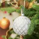 3.15" Vintage Christmas Ball Ornaments, Rustic Silver & White Distressed Christmas Ornaments Set, Shatterproof Farmhouse-Style Tree Decorations for Xmas Home Holiday Dcor(Pack of 8)