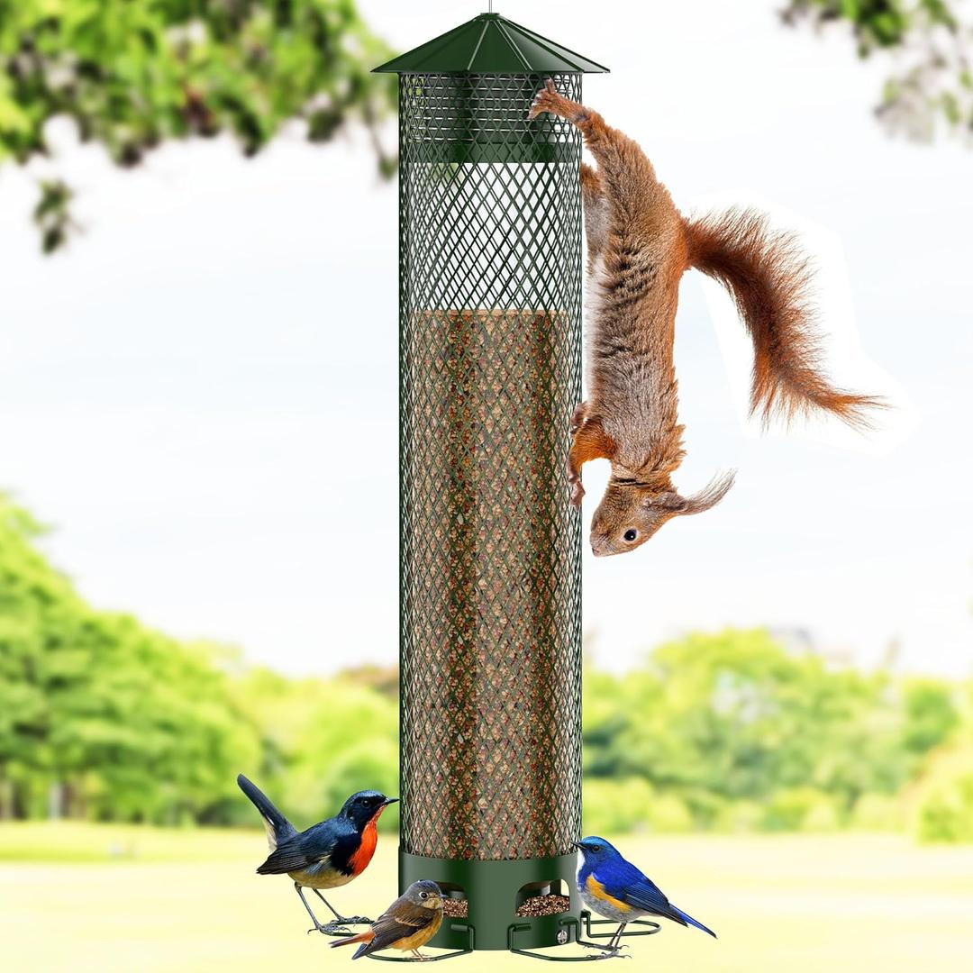 Metal Squirrel Proof Bird Feeders for Outdoors Hanging 5.5LB Lager Capacity