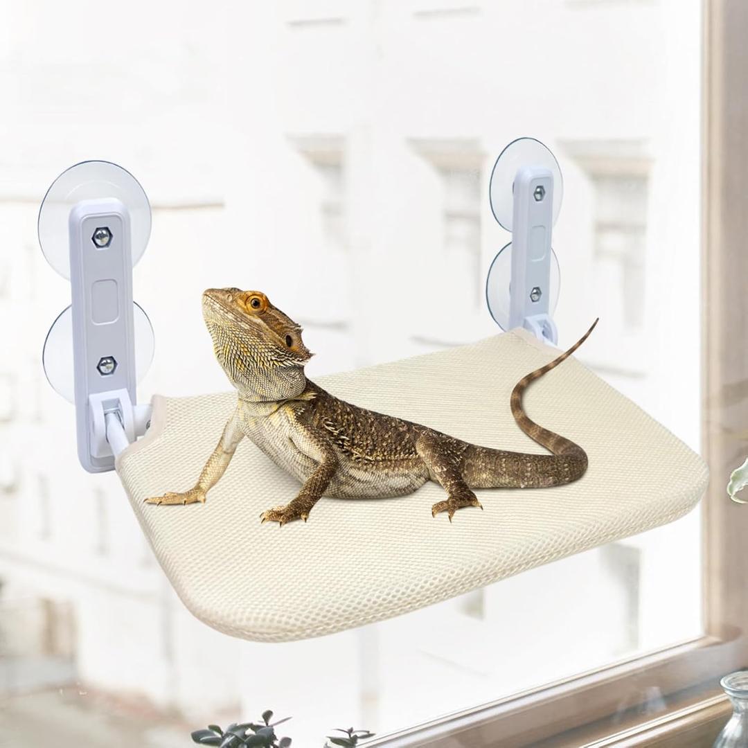 Large Foldable Bearded Dragon Hammock Soft Lizard Window Perch Bed with Powerful Suction Cup, Multicolored Reptile LoungerCozy Breathable Bearded Dragon Accessories for Lizard Gecko Chameleon