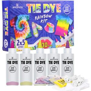 Tie Dye Kit 5 Colors Permanent Fabric Dye Art Set for Kids Adults for School, Homemade Party, Creative Groups Activities, DIY Gift