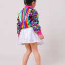 ZYBOUTIC Little Girls Sequin Jackets Kids Sparkle Jacket Zip Up Outwear Toddler Boys Glitter Sleeve Shiny Metallic Coat Birthday Cloth Christmas Rainbow HP 6 Years