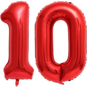 40 Inch Red 10 Number Balloons Giant 10 Balloons Red Birthday 10 Balloons 10th Birthday Anniversary Events Party Decorations Supplies