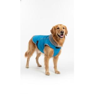 Dog Coat, Waterproof Dog Jacket Pet Winter Coat for Cold Weather with Thicken Furry Collar, Reflective Puppy Winter Jacket Warm Fleece Lining for Large Pets Blue Large