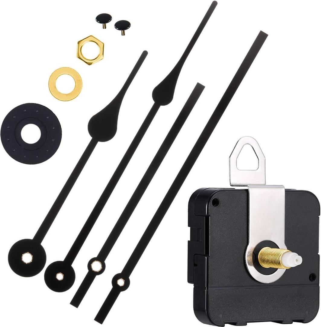 Hicarer Clock Movement Mechanism High Torque Long Shaft Clock Replacement Wall Mechanism Hands Quartzs DIY Repair Parts Motor Replacement with 2 Pairs of Hands