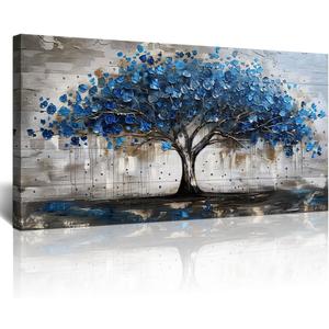 Lapremoly Framed Wall Decor For Living Room Wall Art For Office Bedroom Decor Tree Panoramic Landscape Wall Paintings Canvas Prints Textured Abstract Pictures Artwork Modern Home Decorations