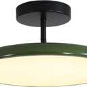KCO Lighting Vintage Green Ceiling Light Contemporary Black Metal Flush Mount Mid Century Modern Entryway Semi Flush Mount LED Hallway Light Fixture