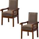 NICEEC Arm Chair Covers Set of 2 Dining Room Chair Cover with Arms Stretchy Chair Covers, Universal, Machine Washable, Easy Fitted, Soft Chair Protector, Kitchen Party Living Room, Khaki, 9.44"D x 7.87"W x 1.57"H
