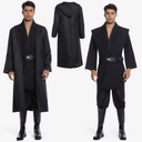 Men's Hooded Robe Tunic Cosplay Costume Knight Cloak Tunic Uniform Pants with Belt Full Set Halloween Outfits Size XL