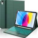 CHESONA for iPad 10th Generation Case with Keyboard, 7 Color Backlight, Multi-Touch Trackpad, Flip Stand Case with Pencil Holder, 2 Wireless Channels for iPad (A16) 11th/10th Gen 2025/2022, Green
