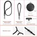 2 x Dadanism Cell Phone Lanyard for iPhone, Crossbody Phone Strap and Phone Wrist Strap Kit with Detachable Wallet, Cellphone Lanyard Crossbody for iPhone 16 and Most Smartphones, Black