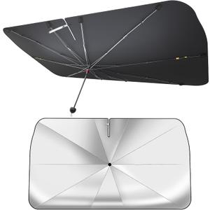 7F Car Sun Shade Umbrella, Protect from Sun Rays and Protect Interior, Sunshade for Car Windshield, Bendable Handle Windshield Cover Sun Shade, [2025 Upgrade] 55" L x 31" W