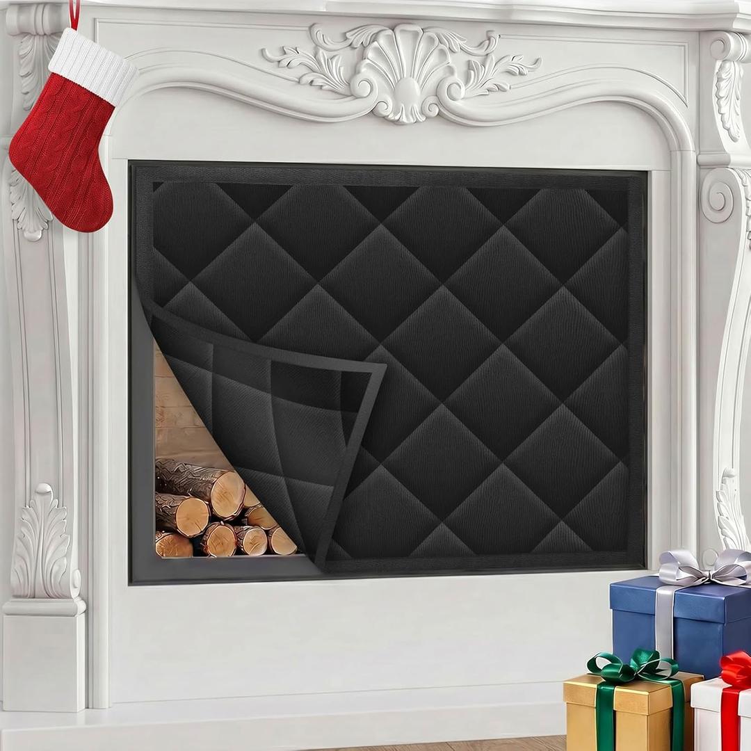 Magnetic Fireplace Cover, Fireplace Draft Blocker Save Energy, Indoor Fireplace Draft Stopper for Winter Heat Loss and Summer Cooling, Fireplace Insulation Cover Blanket for Iron Frame 45 x 34