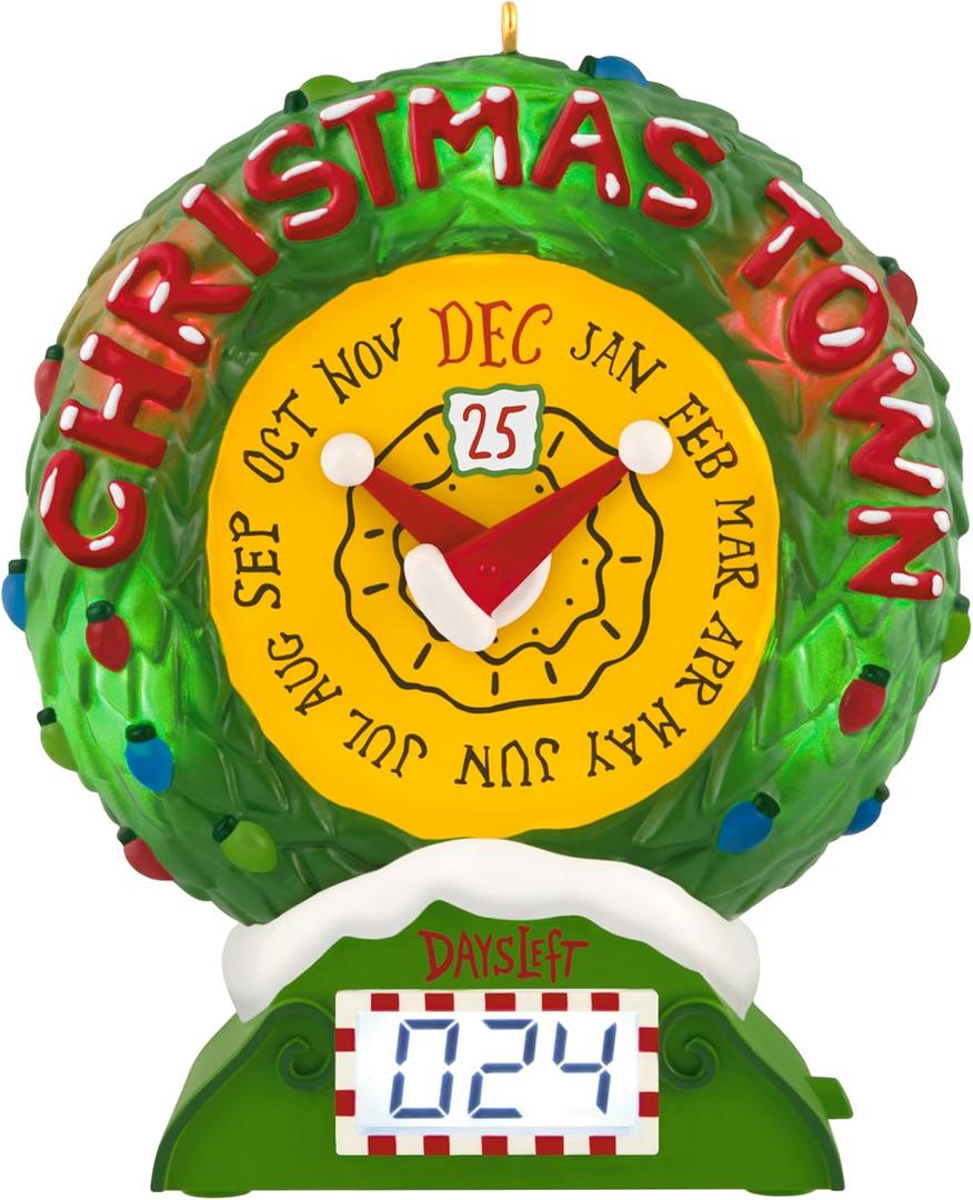 Hallmark Keepsake Disney Christmas Ornament, Tim Burton's The Nightmare Before Christmas Christmas Town Countdown Musical with Light and Motion, Gifts for Disney Fans