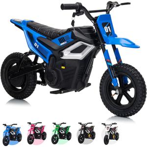 24V Kids Electric Dirt Bike, 350w Motorcycle with 13.67 MPH Max Speed & 12-Mile Range,Rear Wheel Suspension, Twist Grip Throttle, Rubber Tires