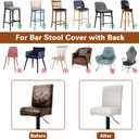 PU Leather Bar Stool Covers with Backs, 6 Pack Stretch Waterproof Bar Stool Chair Covers Washable & Comfortable Barstool Covers Slipcovers with Back for Pub/Counter/Dining Room Decoration (Cream)