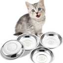 VENTION Small Shallow Cat Food Bowls, Outer Dia. 6.6 in Whisker Fatigue Cat Bowl, Stainless Steel Cat Food Dish for Indoor Cats, Set of 4 Replacement Cat Bowls for Raised Station(15.2 Fl.oz)