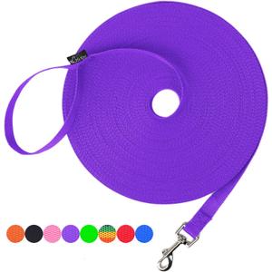 Hi Kiss Dog/Puppy Obedience Recall Training Agility Lead - 15ft 20ft 30ft 50ft 100ft Training Leash - Great for Training, Play, Camping, or Backyard Purple 100 Feet