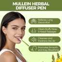 Mullein Herbal Diffuser Pen, Natural Mullein/Thyme/Mint Extracts, Oral Freshening & Soothing, 600 Uses per Stick (2PCS)